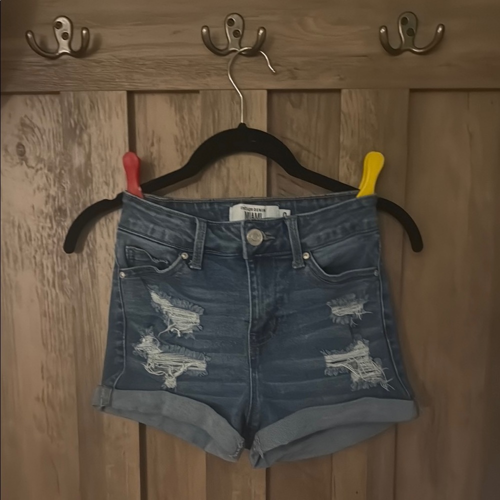 Charlotte Russe Blue Distressed Jean Shorts